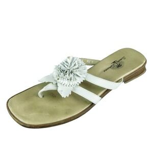 Tommy Bahama  Women Flip Flop Sandal Shoes Size 9.5 Medium White Leather‎
